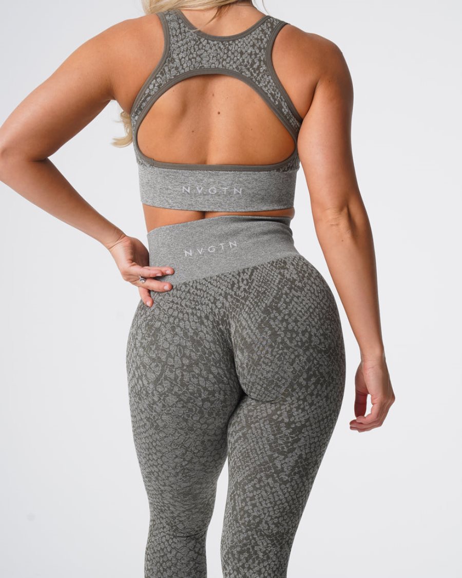 NVGTN Snakeskin Seamless Leggings Damen Khaki Grün Österreich | ZjnhWeax