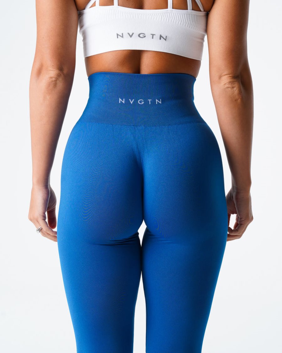 NVGTN Solid Seamless Leggings Damen Blau Österreich | ObKTfIBS