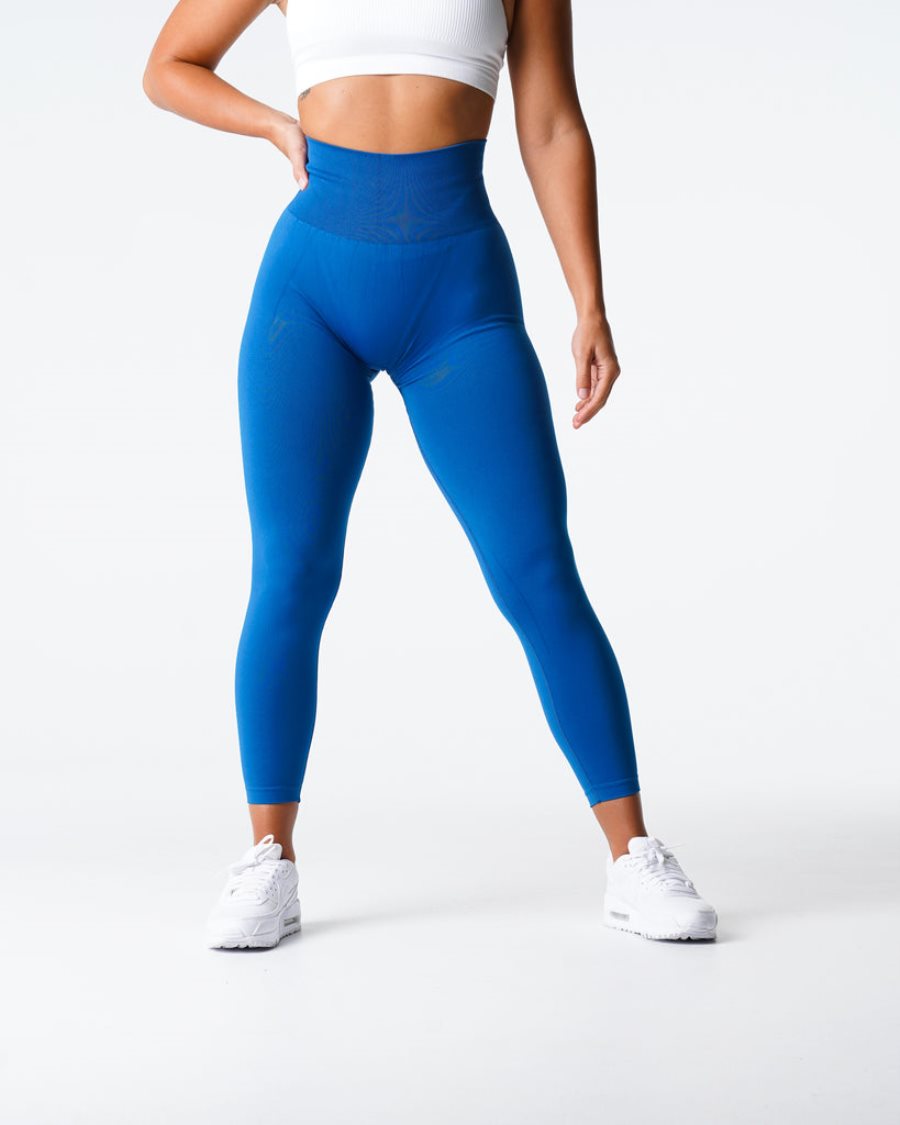 NVGTN Solid Seamless Leggings Damen Blau Österreich | ObKTfIBS