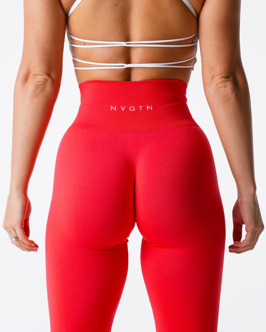 NVGTN Solid Seamless Leggings Damen Rot Österreich | 6DhPoLyH