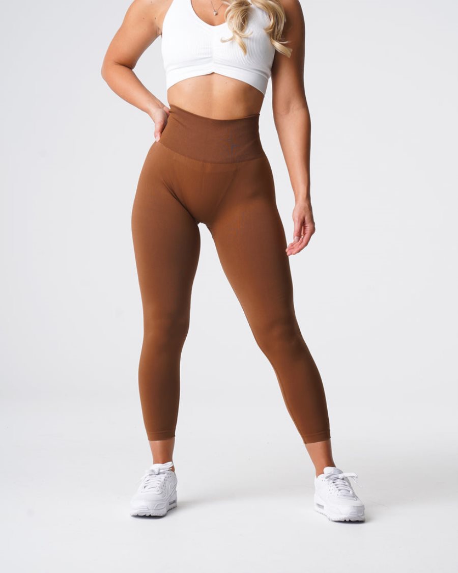 NVGTN Solid Seamless Leggings Damen Schokolade Österreich | QOPEGfaV