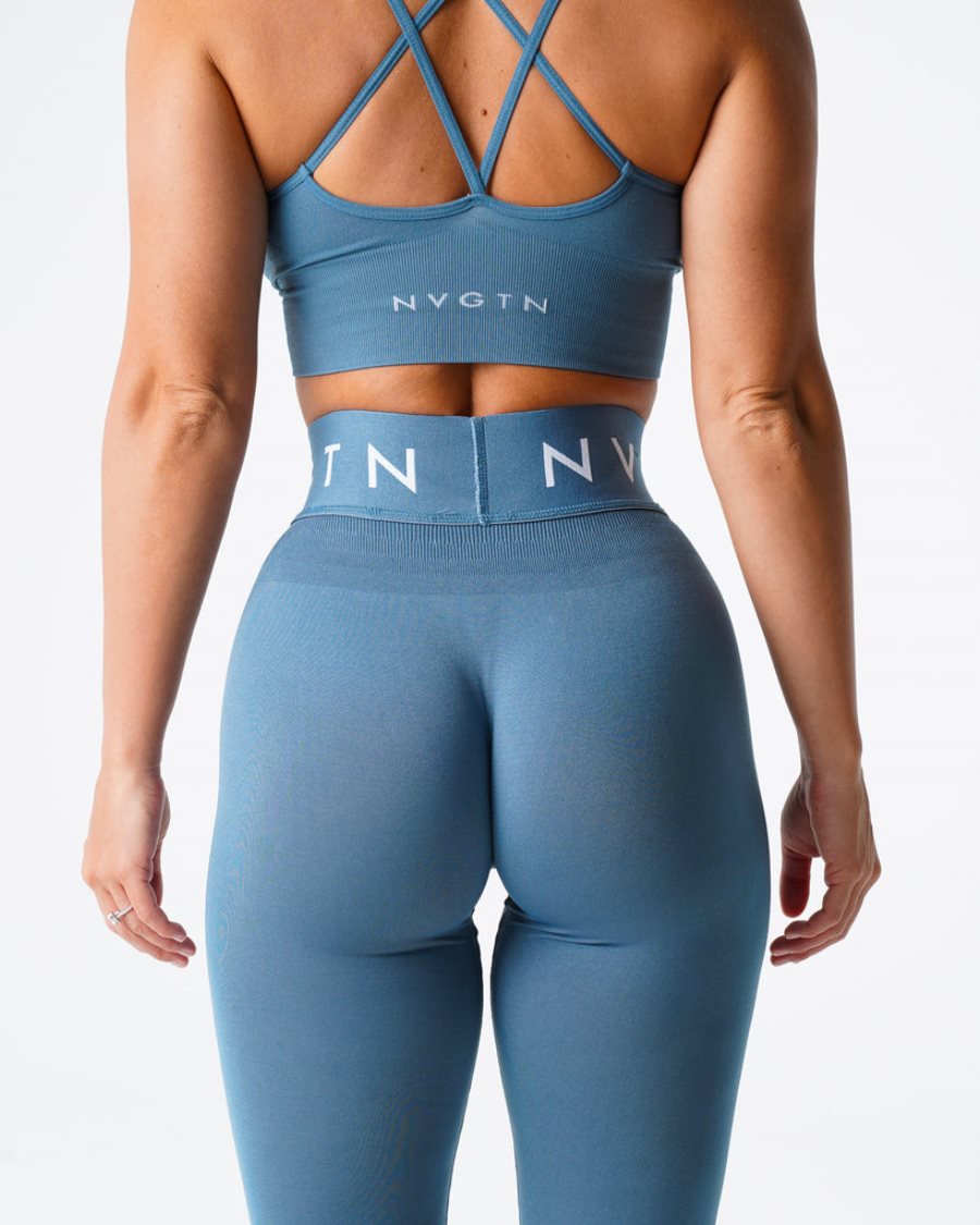 NVGTN Sport Seamless Leggings Damen Blau Österreich | 2AZTlMlR