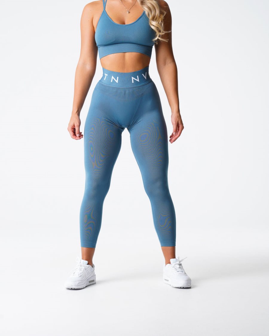 NVGTN Sport Seamless Leggings Damen Blau Österreich | 2AZTlMlR