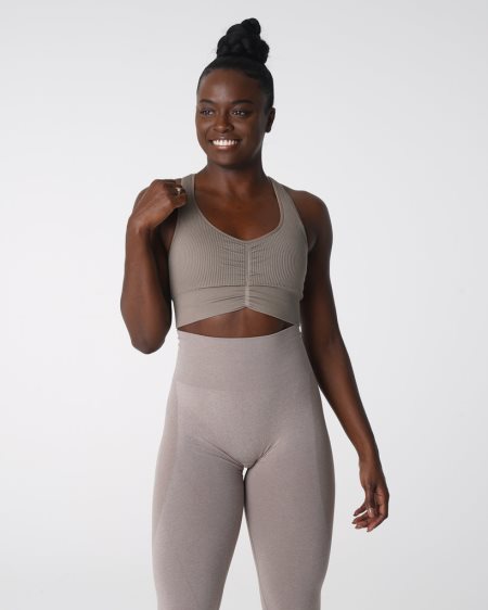 NVGTN Cinched Seamless Sport Bh Damen Grau Braun Österreich | itnms8sD