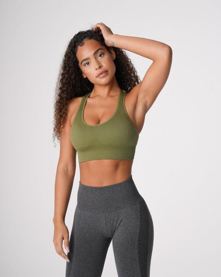 NVGTN Galaxy Gerippt Seamless Sport Bh Damen Khaki Grün Österreich | PYm1mm5I