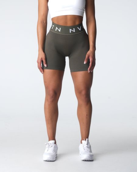 NVGTN Sport Seamless Kurze Hose Damen Olivgrün Österreich | XBU5z58D