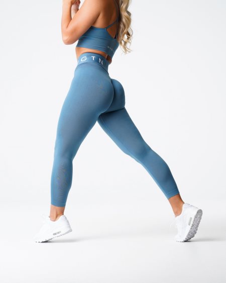 NVGTN Sport Seamless Leggings Damen Blau Österreich | 2AZTlMlR